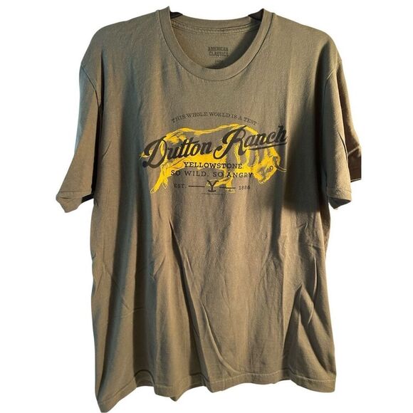 American Class Yellowstone Dutton ranch t-shirt large green - Picture 1 of 8